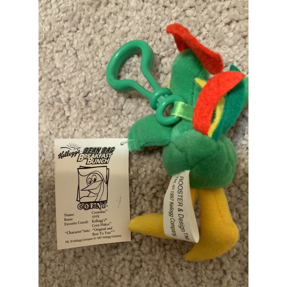 Kellogg's Breakfast Bunch Cornelius CORNY Rooster Bean Bag‎ Plush Keychain 1997 - Picture 4 of 4